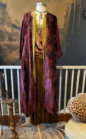 Crushed Velvet Embroidered Duster