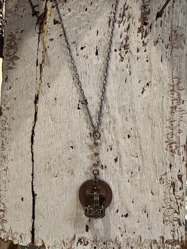 Crown and Coin Charm Necklace