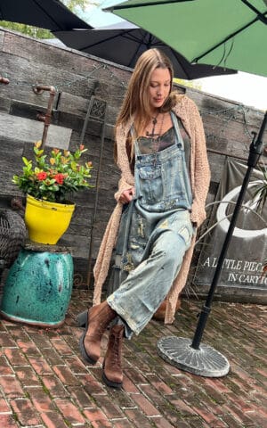 Distressed Denim Overalls