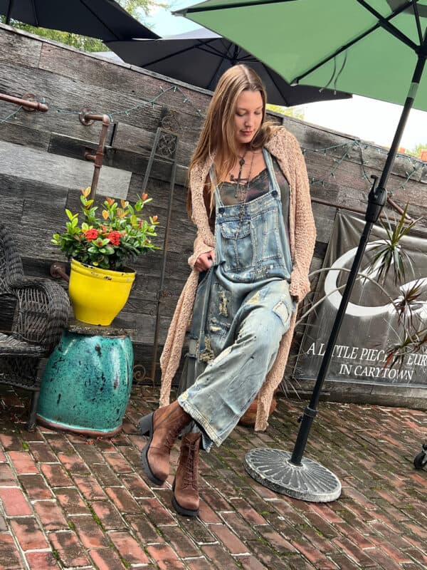 Distressed Denim Overalls