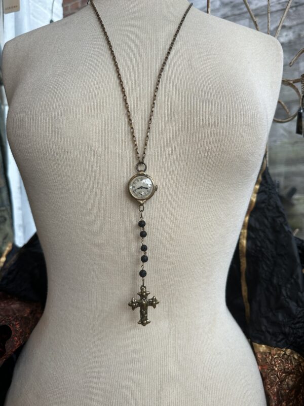 Angel Court Clock and Cross Necklace